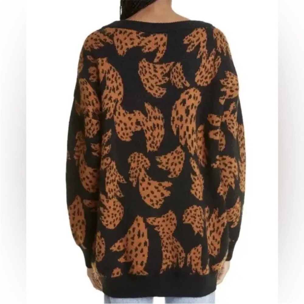 FARM Rio Women’s Black Brown Bananica Intarsia Crewneck Oversized Sweater XS - Picture 12 of 16